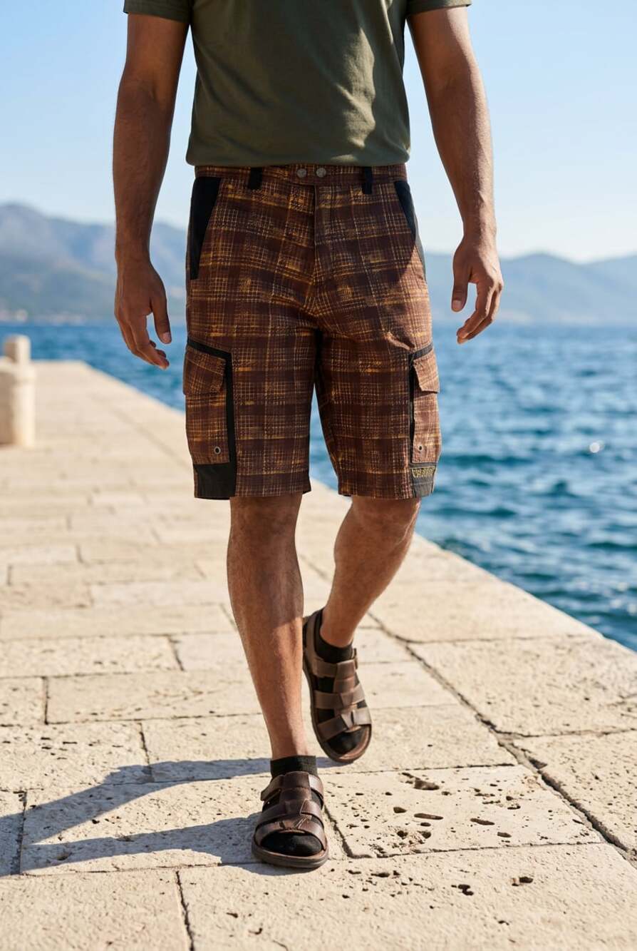 Jetpilot Men's Plaid Cargo Board Shorts 32W
